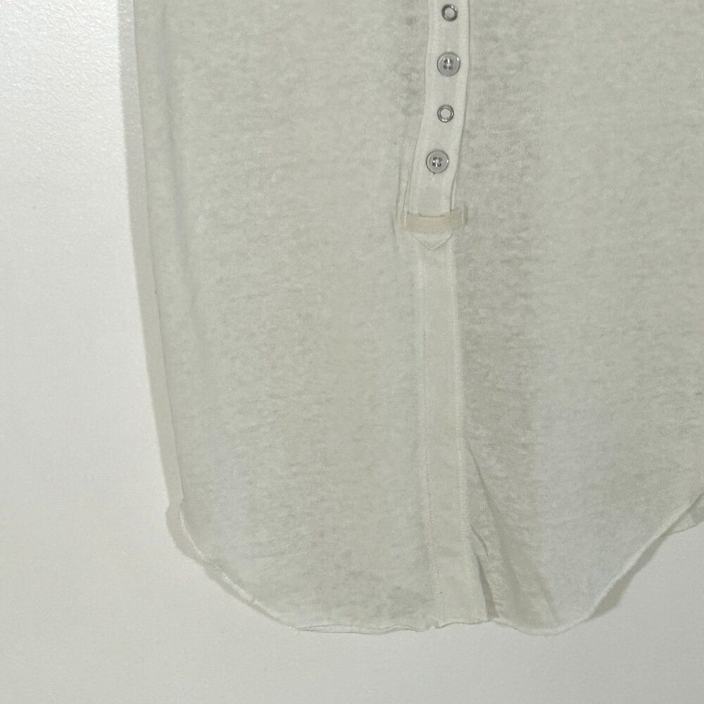 Free People What's Good Henley Top Size Medium Short Sleeve Tee Cotton Linen - Picture 6 of 11